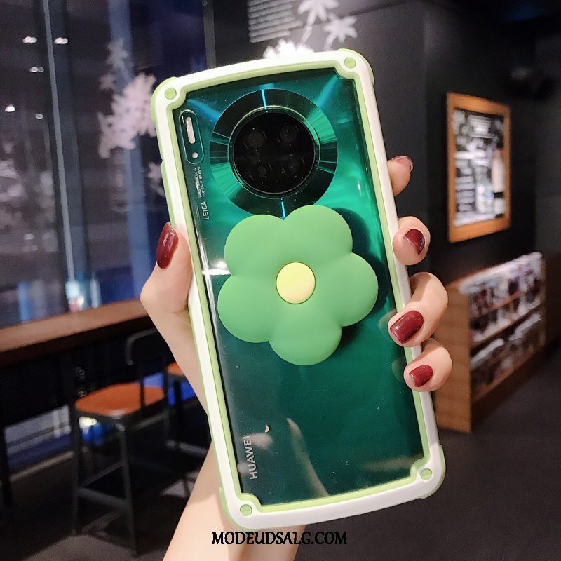 Huawei Mate 30 Pro Etui / Cover Gennemsigtig Ramme Blomster Hård Lyserød