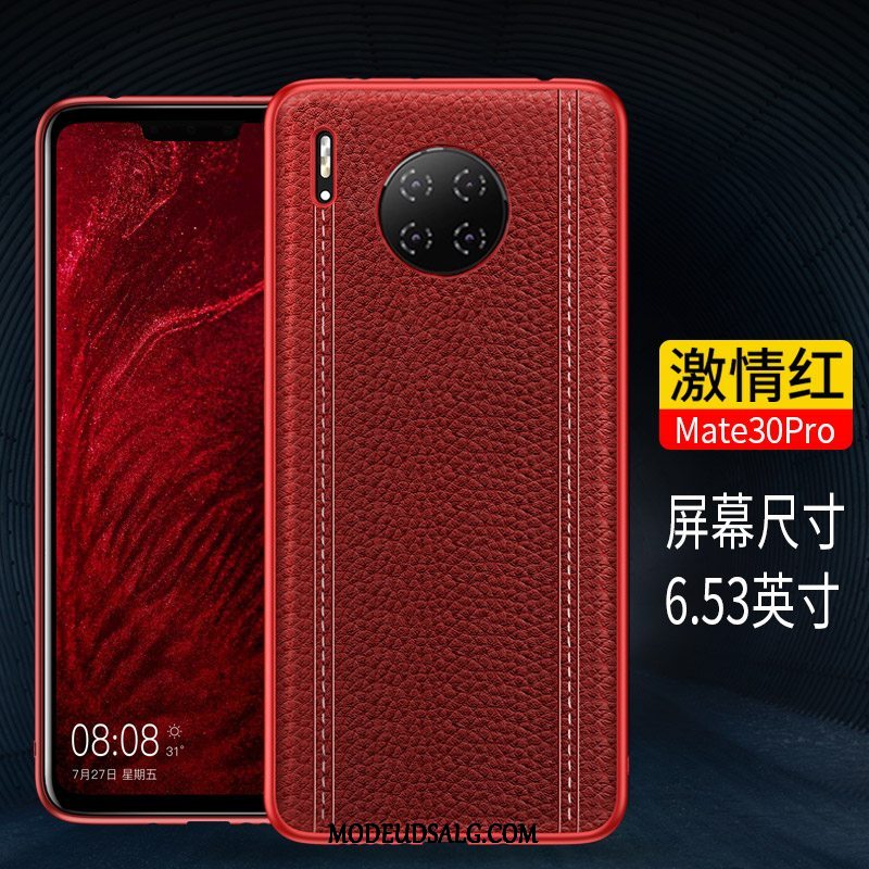 Huawei Mate 30 Pro Etui Sort High End Ægte Læder Anti-fald Alt Inklusive