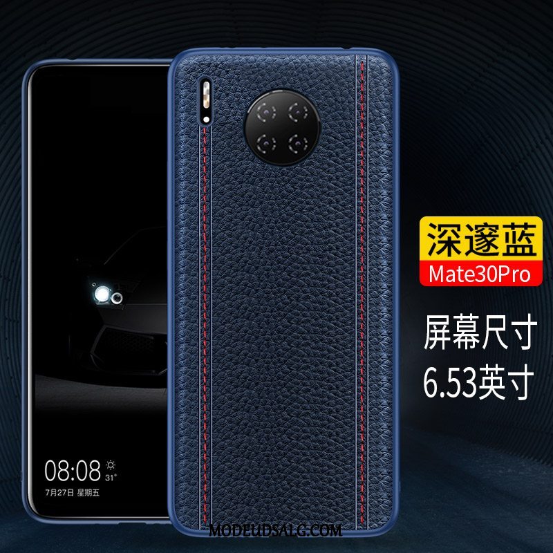 Huawei Mate 30 Pro Etui Sort High End Ægte Læder Anti-fald Alt Inklusive