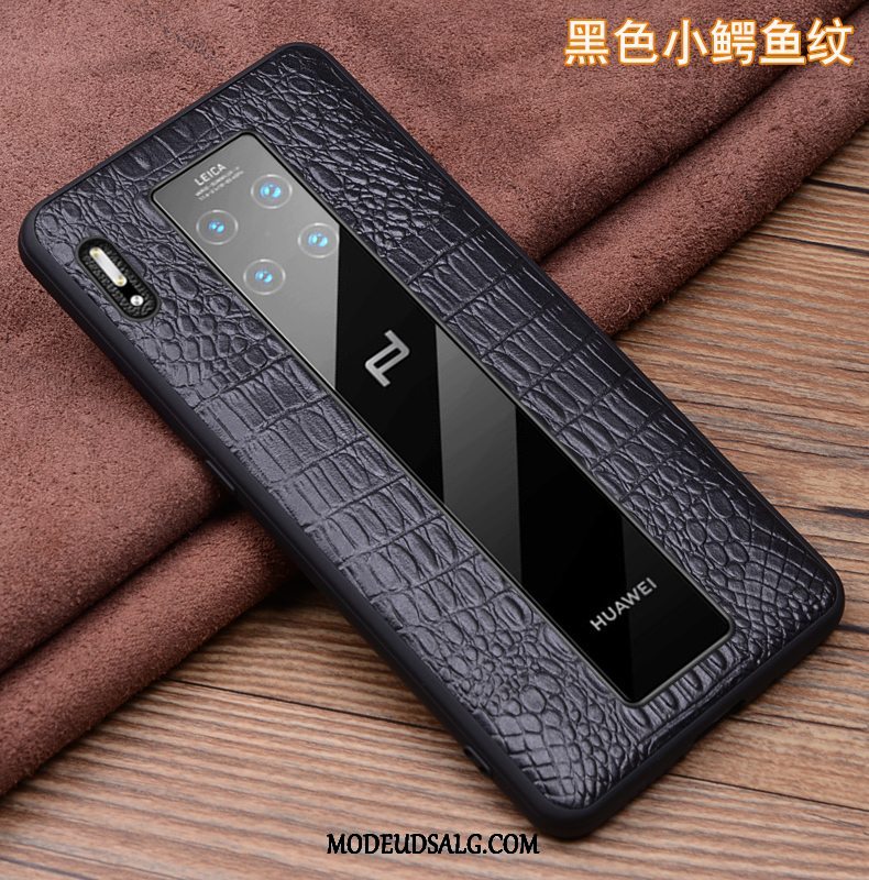 Huawei Mate 30 Rs Etui Ægte Læder Sort Anti-fald Cover High End