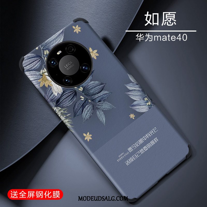 Huawei Mate 40 Etui Af Personlighed Blå Relief Smuk Silikone