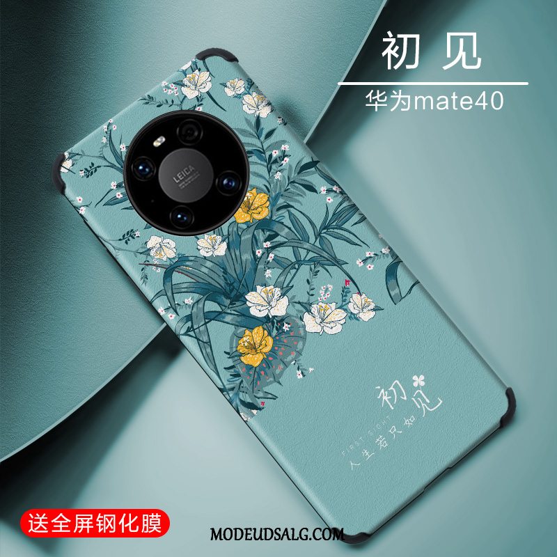 Huawei Mate 40 Etui Af Personlighed Blå Relief Smuk Silikone