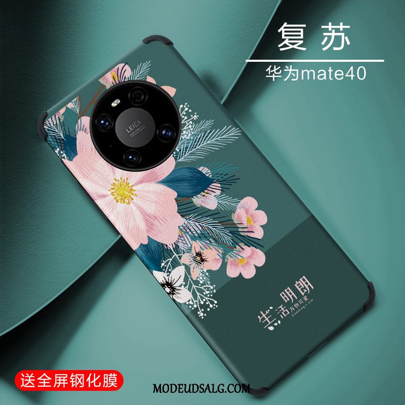 Huawei Mate 40 Etui Af Personlighed Blå Relief Smuk Silikone