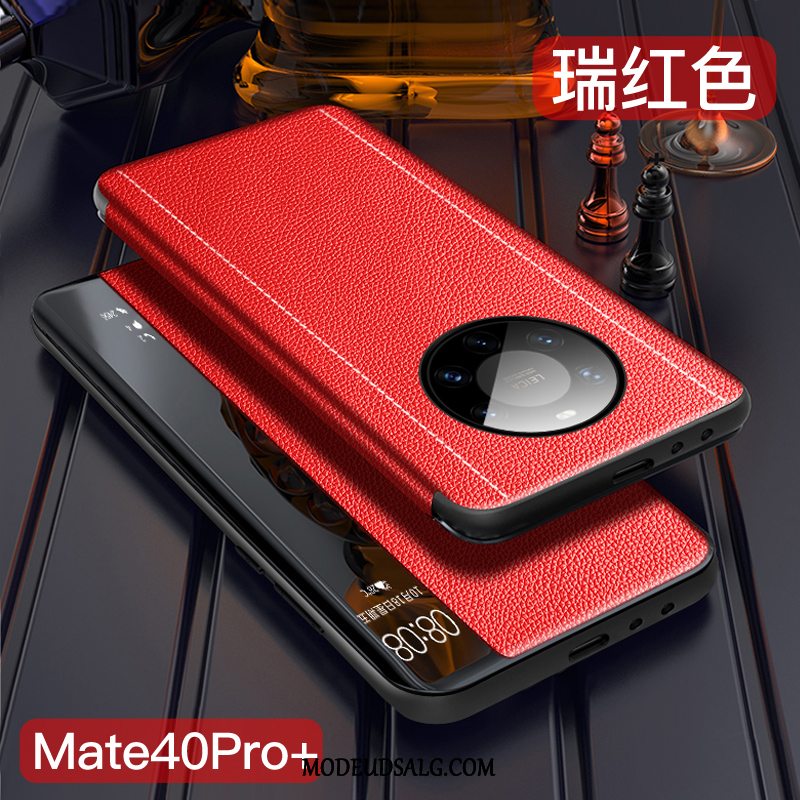 Huawei Mate 40 Pro+ Etui Mørkeblå Tynd Lædertaske Cover Alt Inklusive