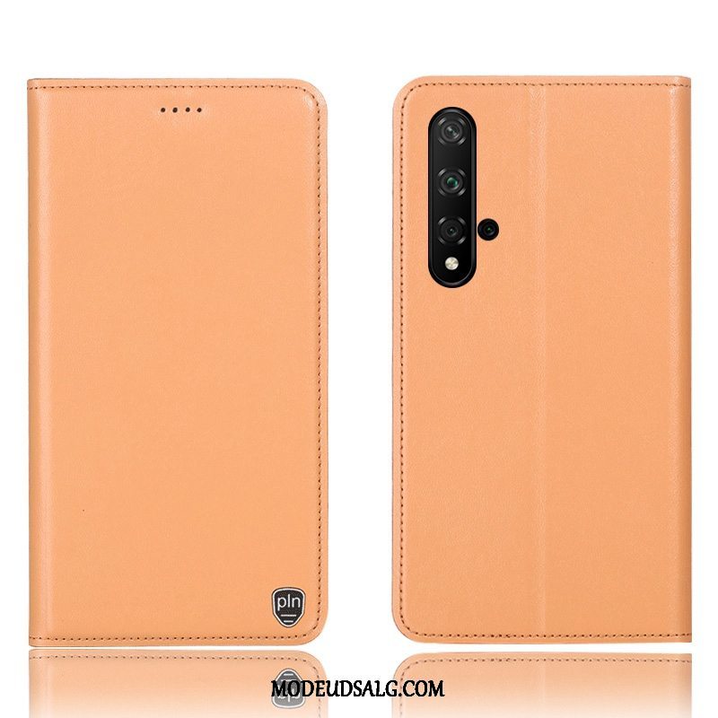 Huawei Nova 5t Etui Anti-fald Alt Inklusive Lædertaske Cover Gul