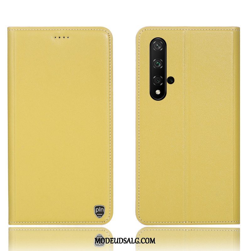 Huawei Nova 5t Etui Anti-fald Alt Inklusive Lædertaske Cover Gul