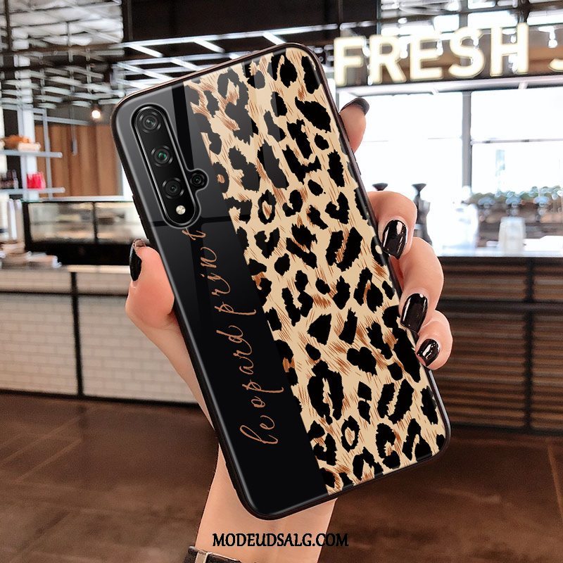 Huawei Nova 5t Etui Sort Beskyttelse Hærdet Glas Leopard Trend