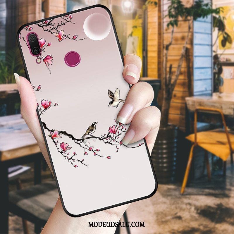 Huawei P Smart 2019 Etui Blomster Relief Cover Sort Beskyttelse