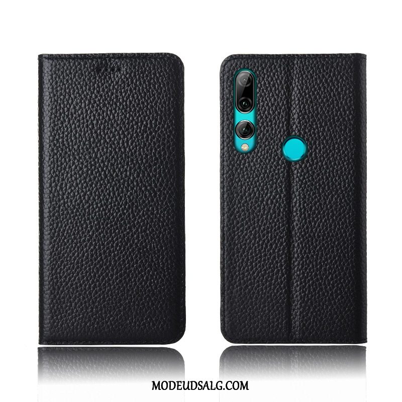 Huawei P Smart+ 2019 Etui / Cover Ny Silikone Sort Clamshell Lædertaske