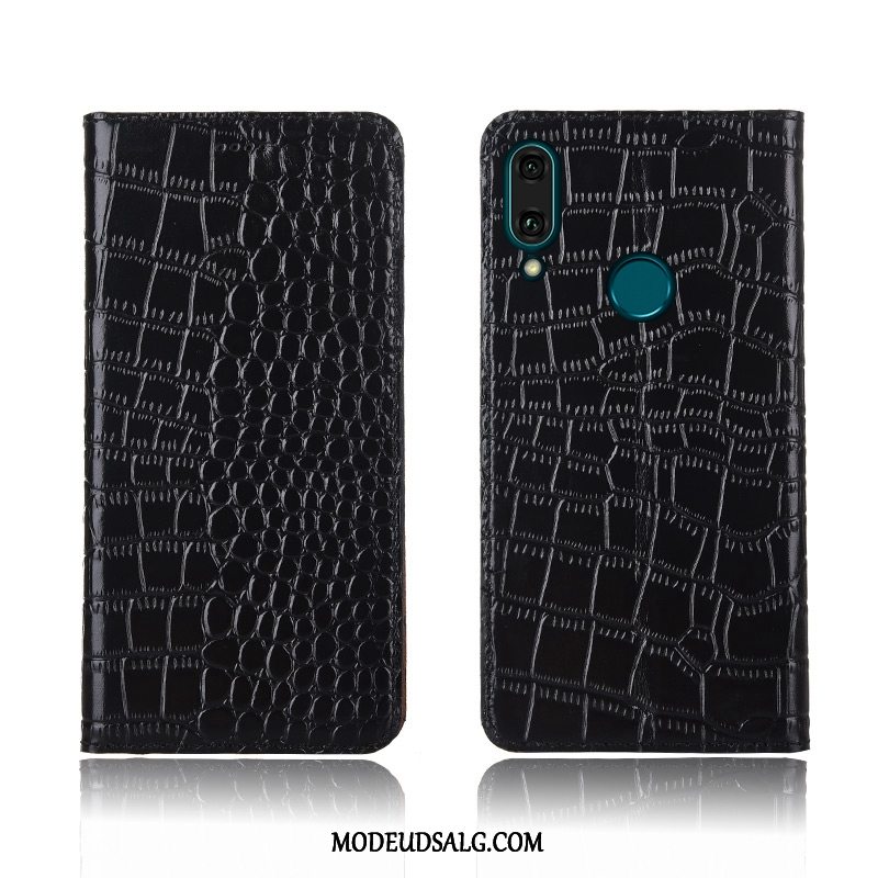 Huawei P Smart 2019 Etui Ægte Læder Cover Krokodille Clamshell Anti-fald