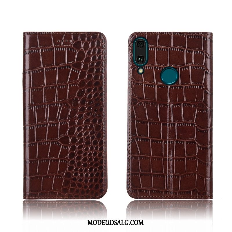 Huawei P Smart 2019 Etui Ægte Læder Cover Krokodille Clamshell Anti-fald