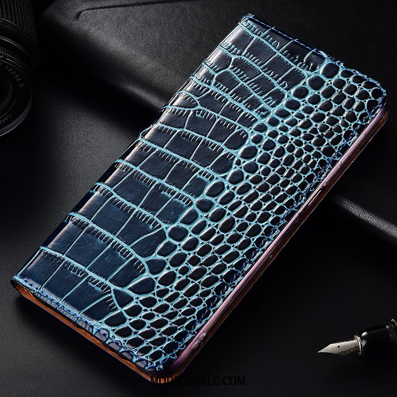 Huawei P Smart+ Etui Blå Cover Clamshell Krokodille Lædertaske