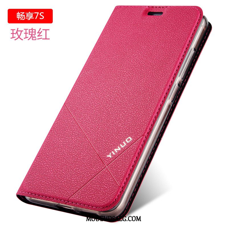 Huawei P Smart Etui Blød Beskyttelse Rød Lædertaske Cover