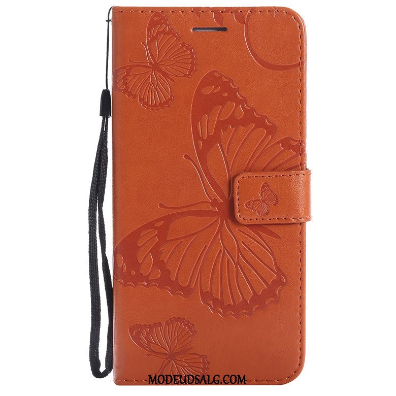 Huawei P Smart+ Etui / Cover Anti-fald Folio Blå Sommerfugl Blomster Lædertaske