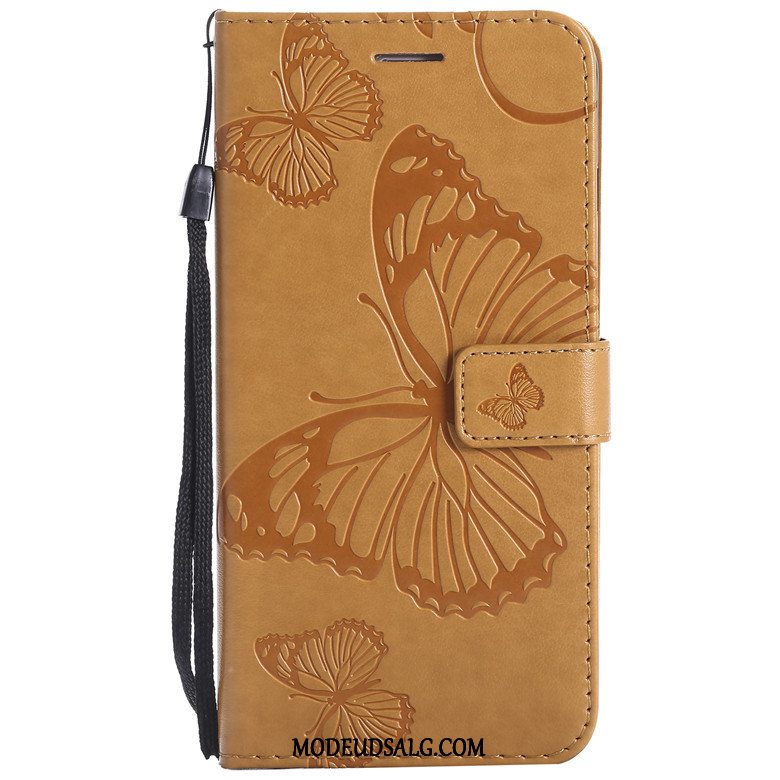 Huawei P Smart+ Etui / Cover Anti-fald Folio Blå Sommerfugl Blomster Lædertaske