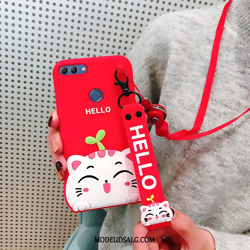 Huawei P Smart Etui / Cover Net Red Alt Inklusive Blød Kat Blå