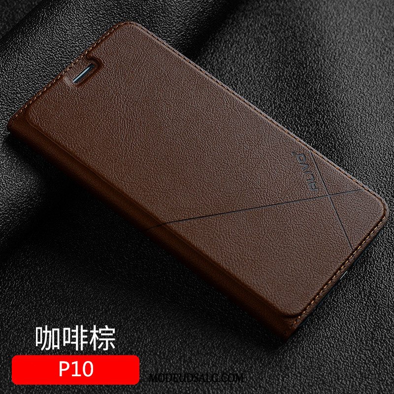 Huawei P10 Etui Anti-fald Alt Inklusive Lædertaske Sort Cover