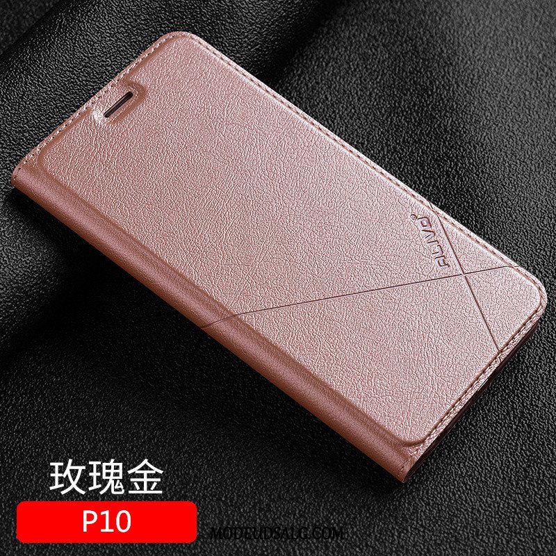 Huawei P10 Etui Anti-fald Alt Inklusive Lædertaske Sort Cover