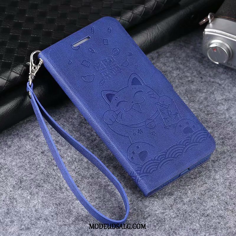 Huawei P10 Plus Etui / Cover Blå Lædertaske Alt Inklusive Nubuck Beskyttelse