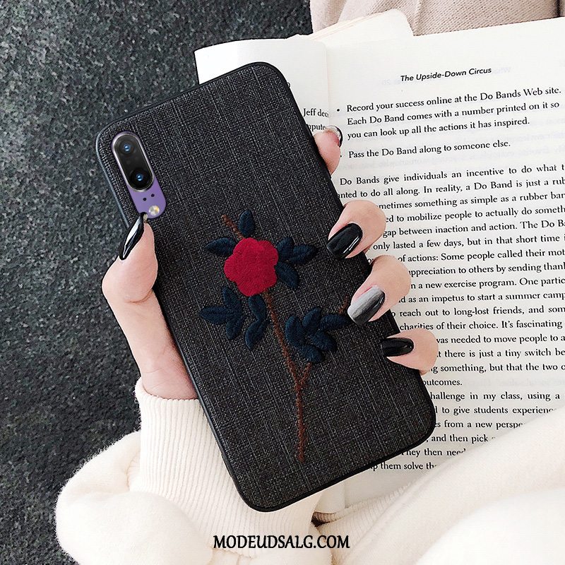 Huawei P20 Etui Mønster Kreativ Blød Blomster Broderi