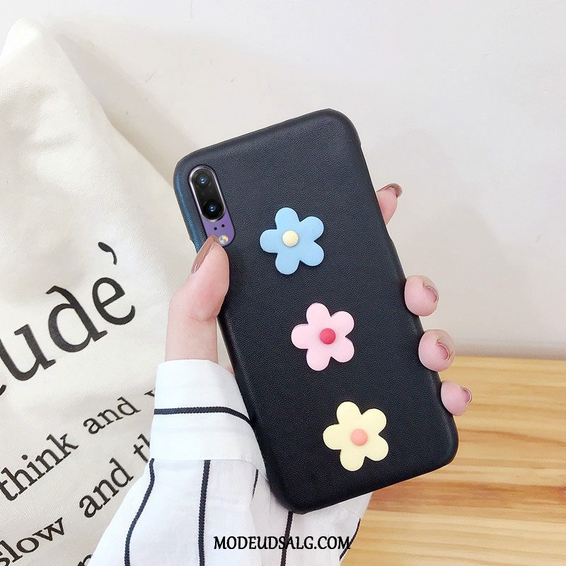 Huawei P20 Etui Simple Mønster Lille Sektion Blomster Læder