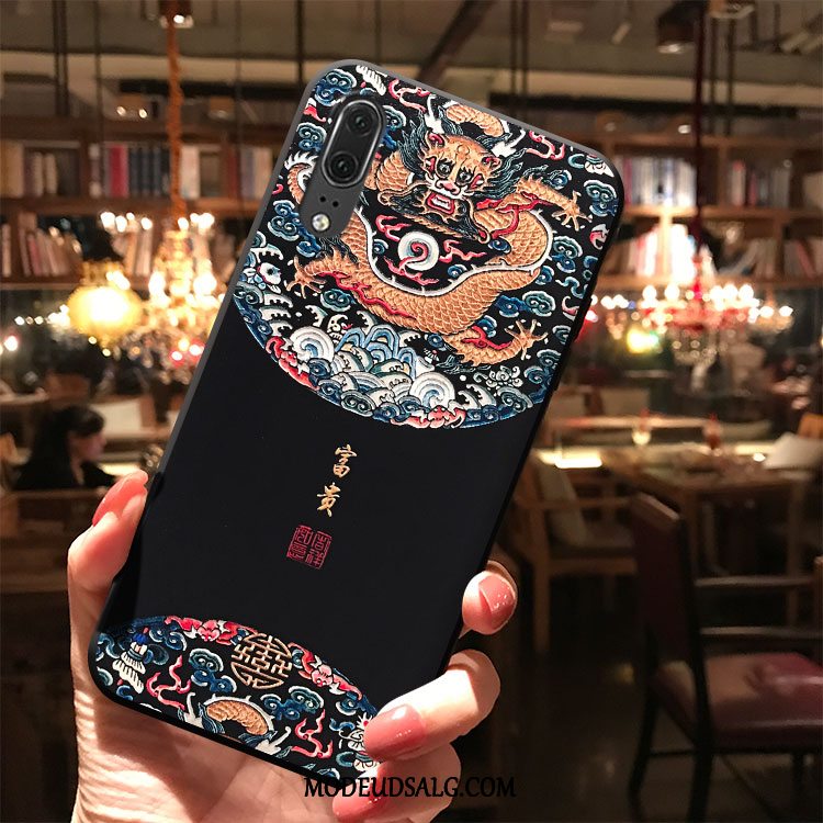 Huawei P20 Etui Sort Cover Mode Dragon Alt Inklusive