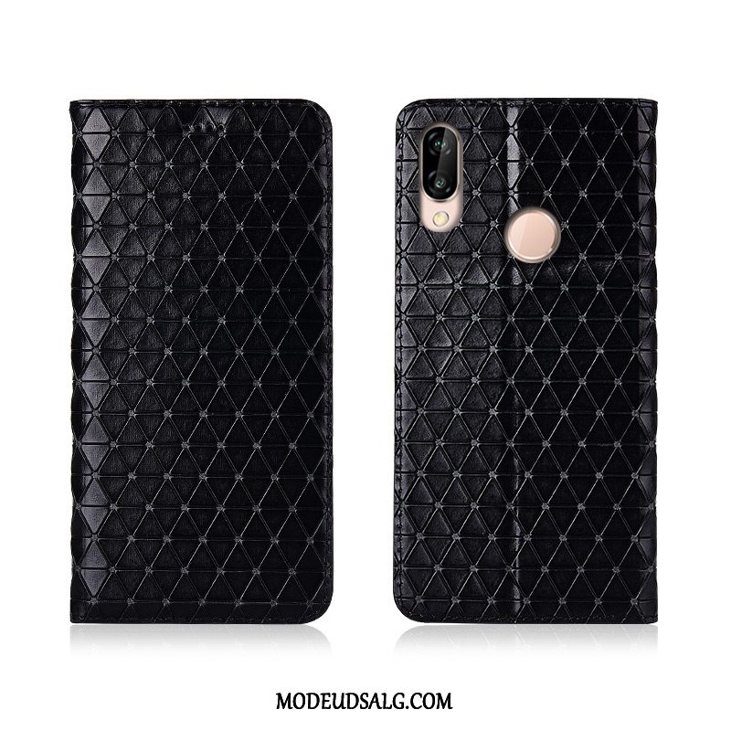 Huawei P20 Lite Etui / Cover Silikone Clamshell Ægte Læder Lædertaske