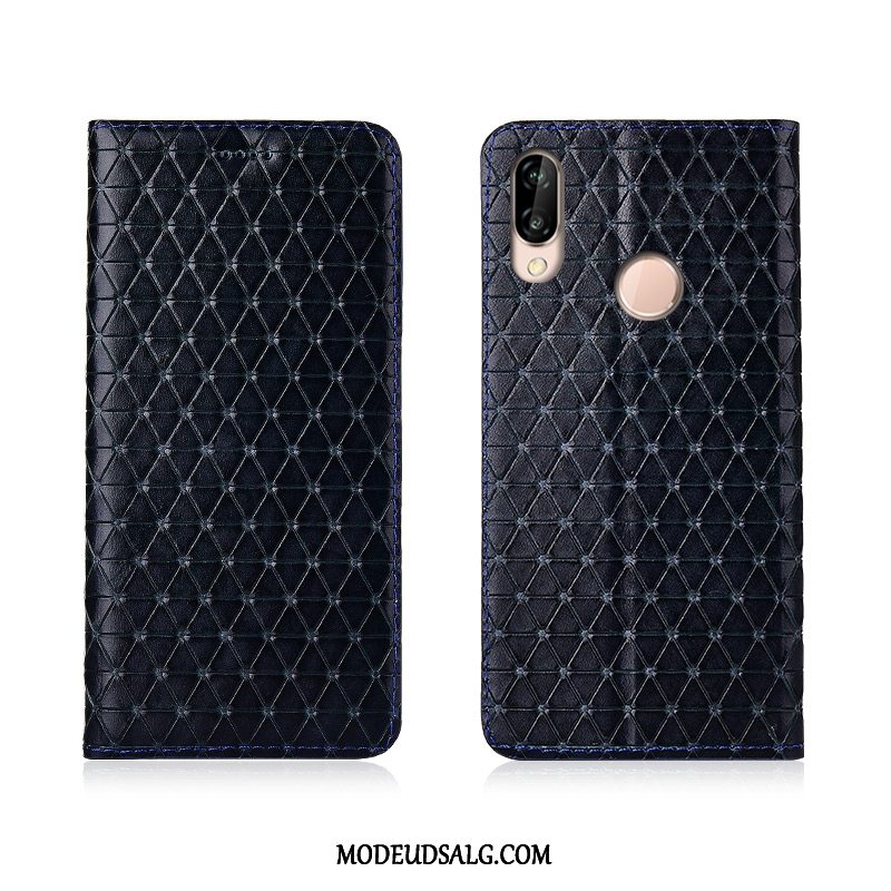 Huawei P20 Lite Etui / Cover Silikone Clamshell Ægte Læder Lædertaske