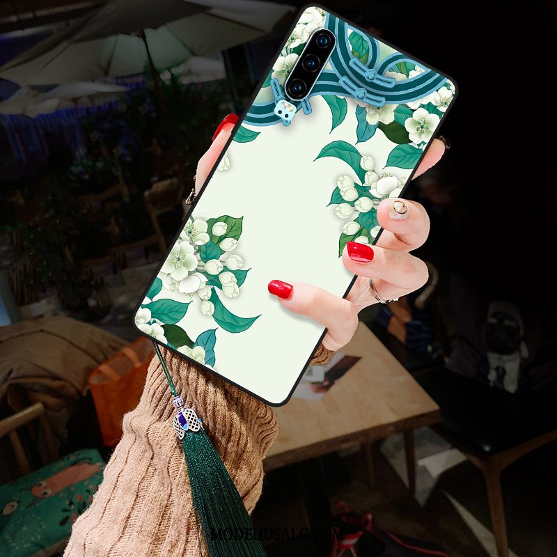 Huawei P30 Etui Blomster Cover Silikone Nubuck Ungdom