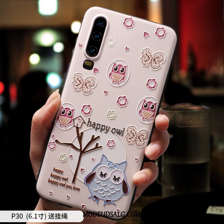 Huawei P30 Etui Cover Smuk Tynd Cartoon Lyserød