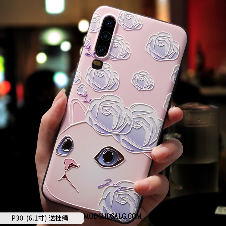 Huawei P30 Etui Cover Smuk Tynd Cartoon Lyserød