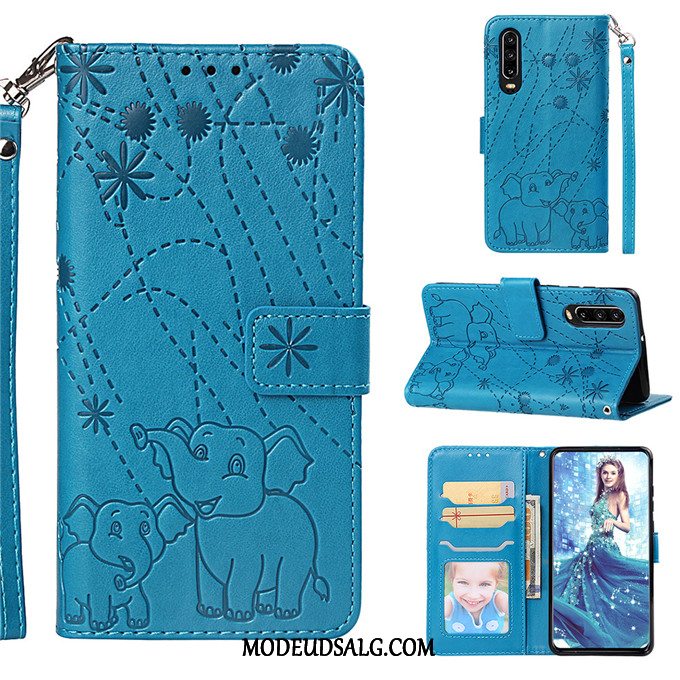 Huawei P30 Etui Lædertaske Sort Cover Folio Silikone