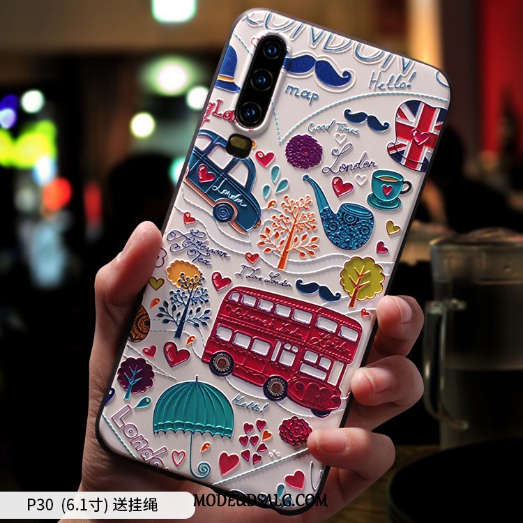 Huawei P30 Etui Net Red Nubuck Mode Silikone Alt Inklusive