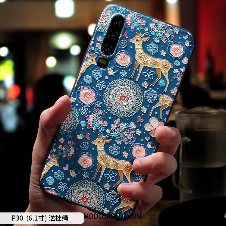 Huawei P30 Etui Net Red Nubuck Mode Silikone Alt Inklusive