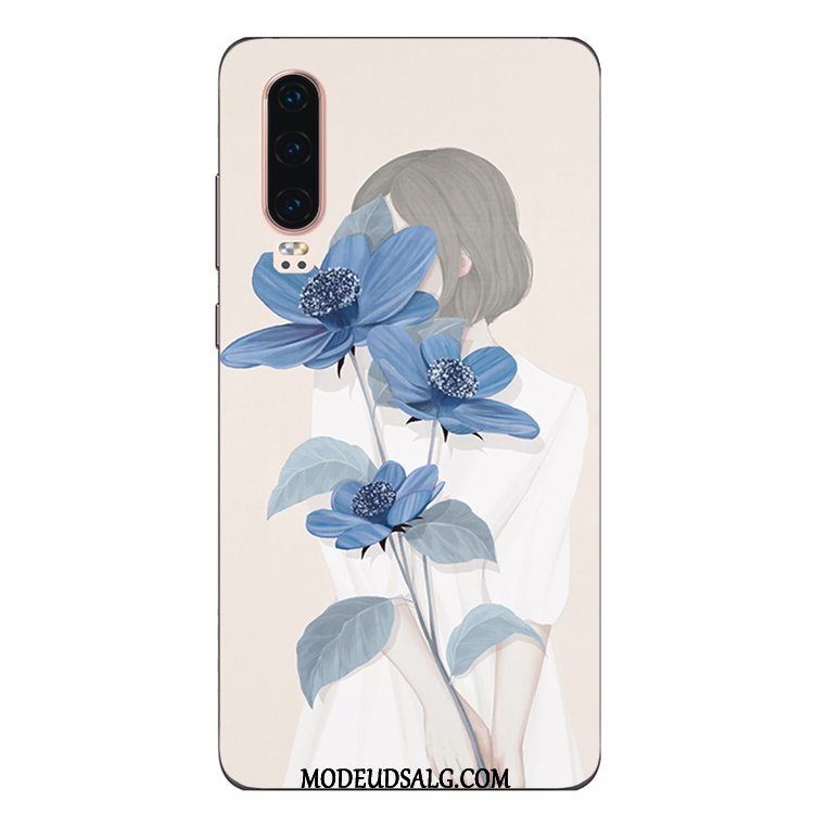 Huawei P30 Etui Silikone Kreativ Blå Af Personlighed Kunst