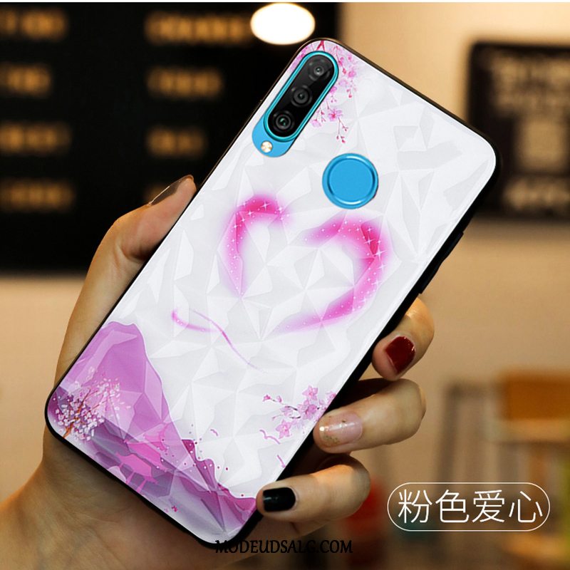 Huawei P30 Lite Etui Cover Hærdning Hvid Net Red Beskyttelse