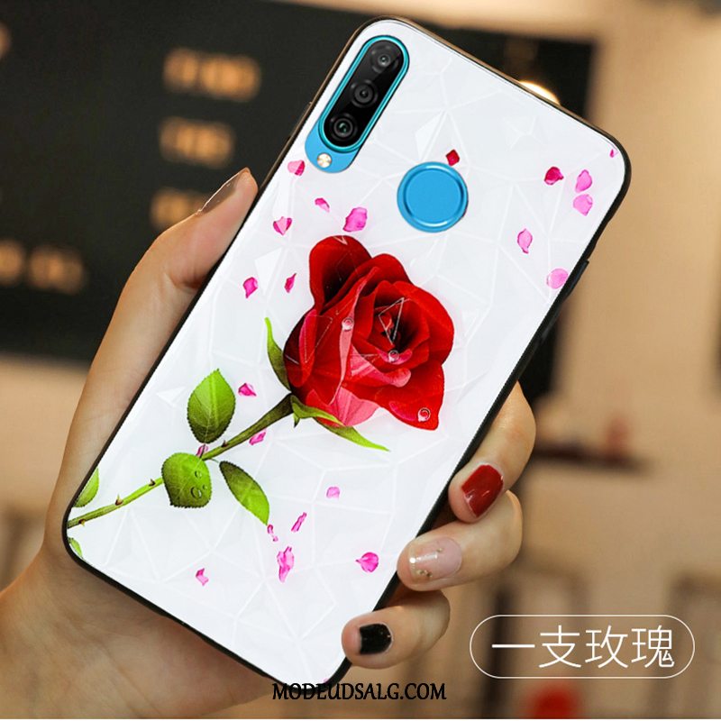 Huawei P30 Lite Etui Cover Hærdning Hvid Net Red Beskyttelse