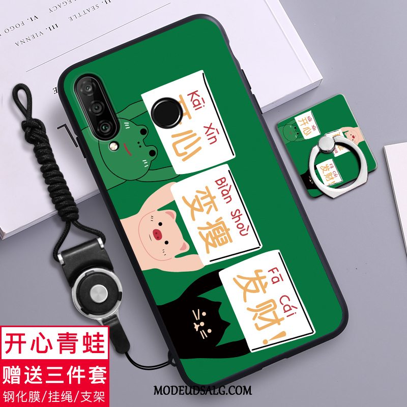 Huawei P30 Lite Etui Silikone Cover Cartoon Anti-fald Grøn