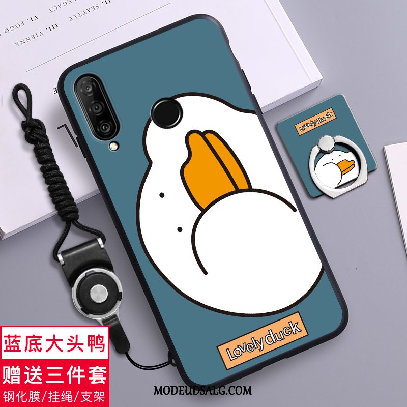 Huawei P30 Lite Etui Silikone Cover Cartoon Anti-fald Grøn