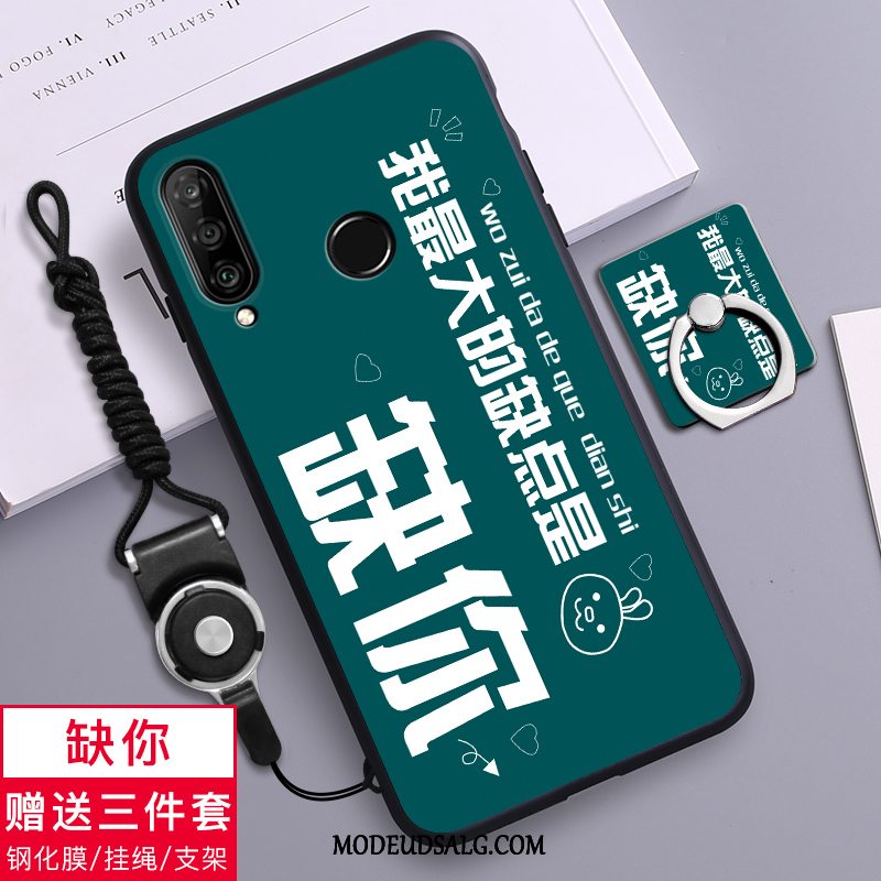 Huawei P30 Lite Etui Silikone Cover Cartoon Anti-fald Grøn