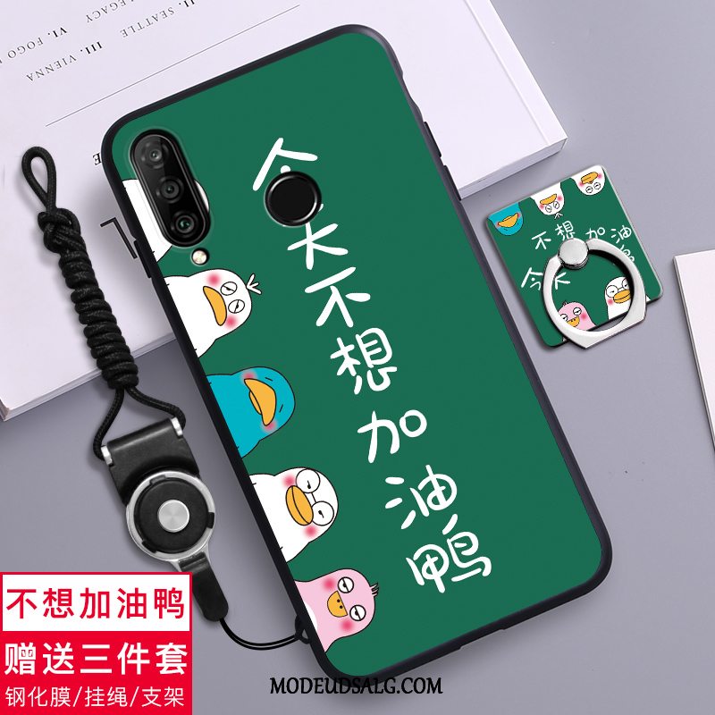 Huawei P30 Lite Etui Silikone Cover Cartoon Anti-fald Grøn