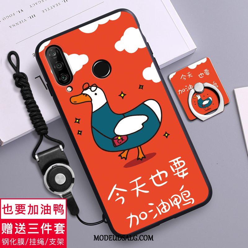 Huawei P30 Lite Etui Silikone Cover Cartoon Anti-fald Grøn