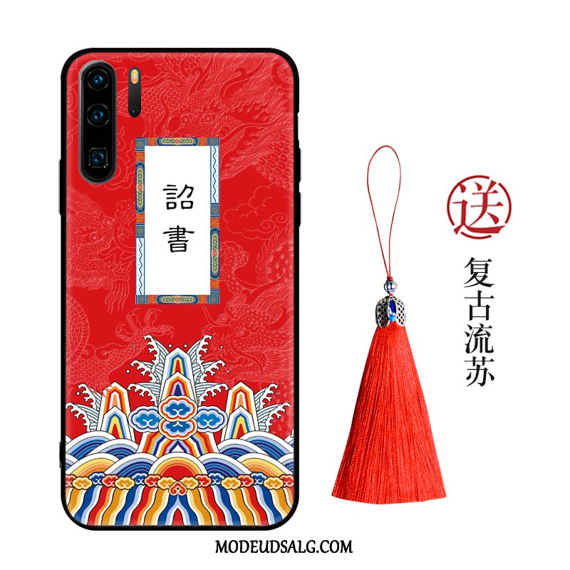 Huawei P30 Pro Etui Cover Kinesisk Stil Silikone Hård Rød