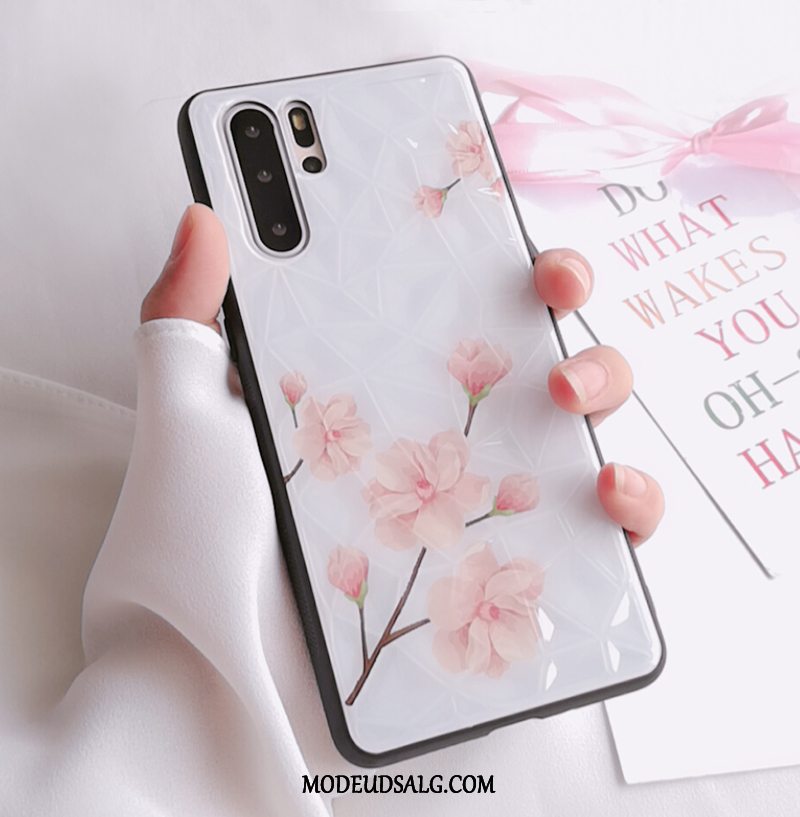 Huawei P30 Pro Etui Hængende Ornamenter Blomster Trend Anti-fald Hvid