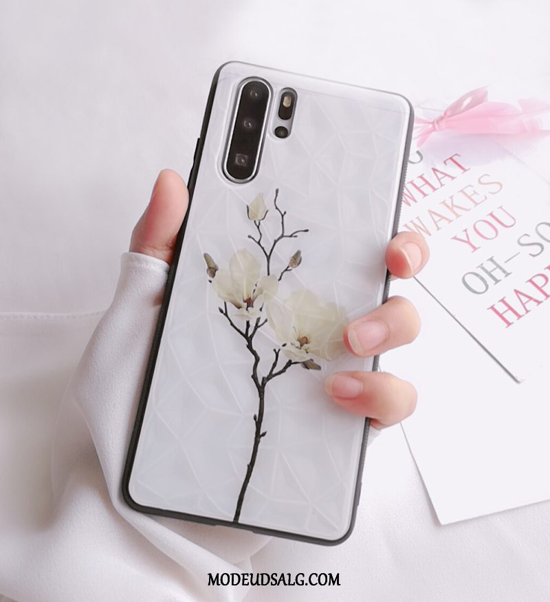 Huawei P30 Pro Etui Hængende Ornamenter Blomster Trend Anti-fald Hvid