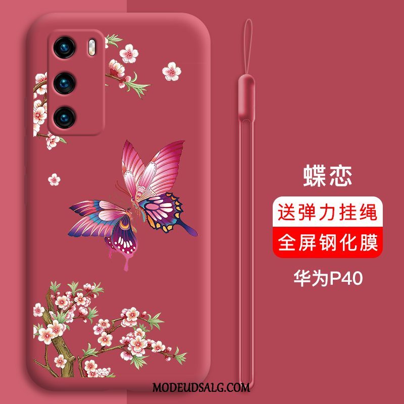 Huawei P40 Etui Beskyttelse Silikone Rød Cover Trendy