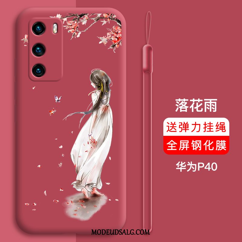 Huawei P40 Etui Beskyttelse Silikone Rød Cover Trendy