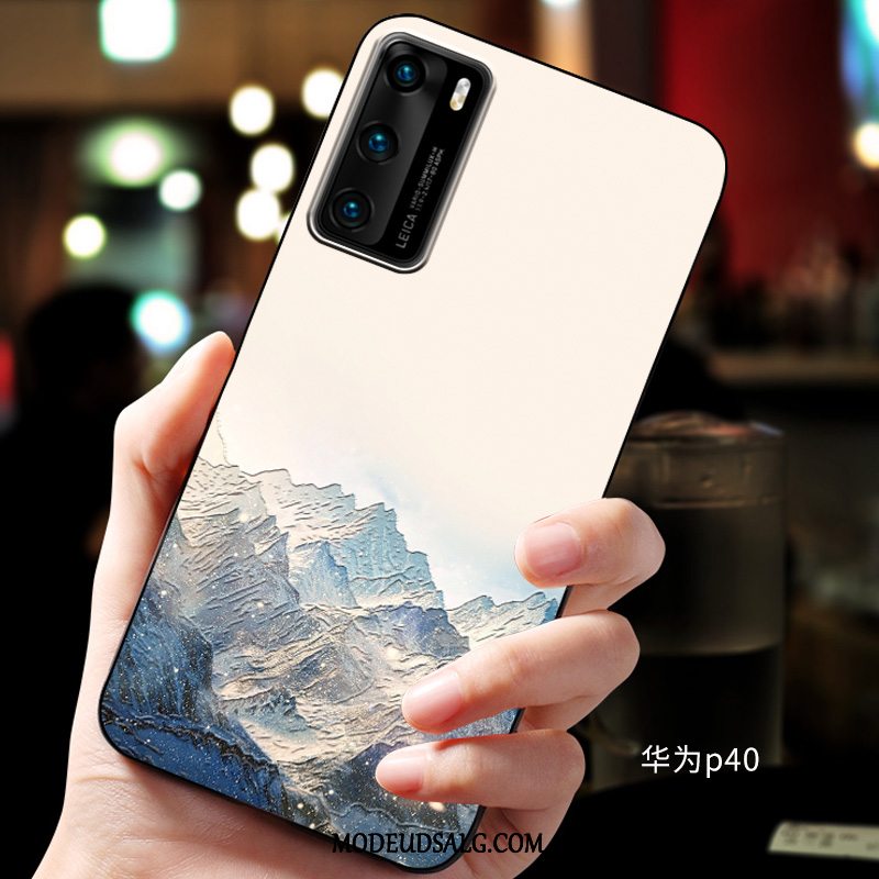 Huawei P40 Etui Blød Relief Cover Beskyttelse Blå