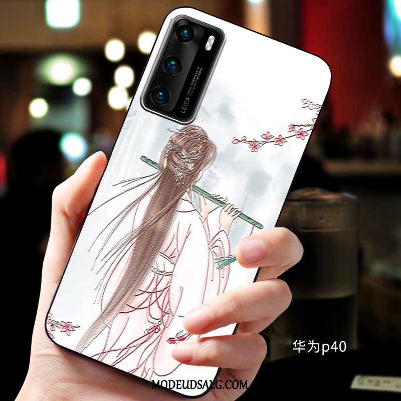 Huawei P40 Etui Blød Relief Cover Beskyttelse Blå