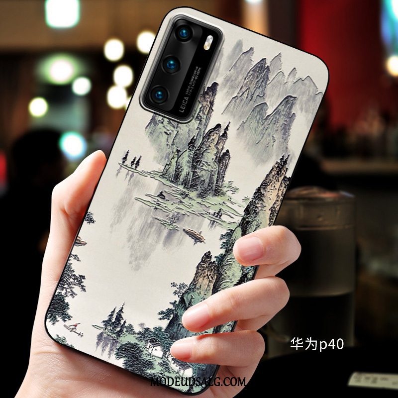 Huawei P40 Etui Blød Relief Cover Beskyttelse Blå